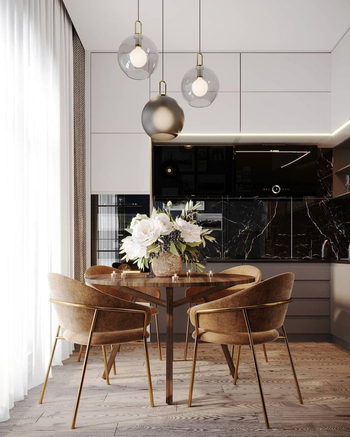 Glass Globe Hanging Light Fixture with Adjustable Cord for Dining Room Kitchen Island Bedroom Modern Minimalist Ceiling Pendant Lamp | Thomler