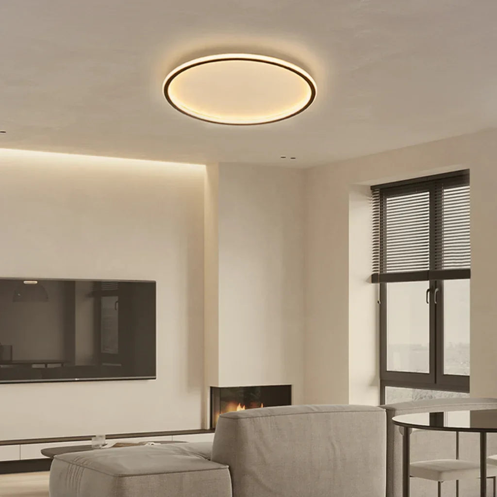 Round LED Flush Mount Ceiling Light 12in 16in 20in Metal Fixture Dimmable Color Temperature Living Room Bedroom Office Hallway | Thomler