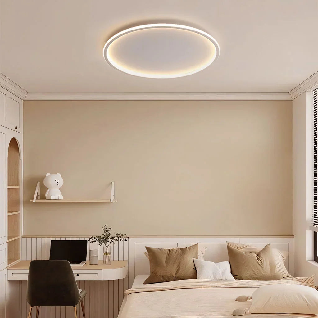 Round LED Flush Mount Ceiling Light 12in 16in 20in Metal Fixture Dimmable Color Temperature Living Room Bedroom Office Hallway | Thomler