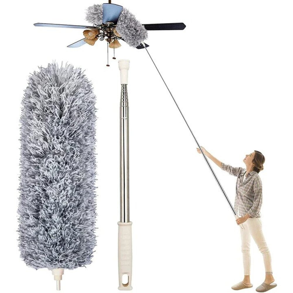 Extendable Microfiber Duster with Bendable Head 34–110 Inches for High Ceilings Fans Cobwebs Washable Lightweight Gray Pole Household Indoor | Thomler