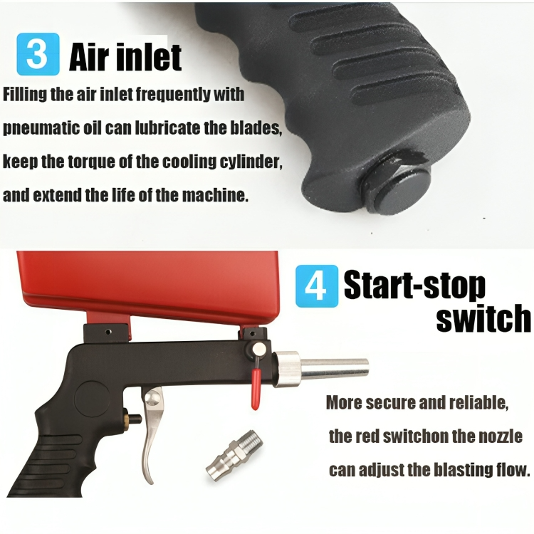 Air-Powered Abrasive Blaster with Steel Construction and 0.26 in Nozzle for Garage Workshop Auto Body Prep Corrosion Stripping | Thomler