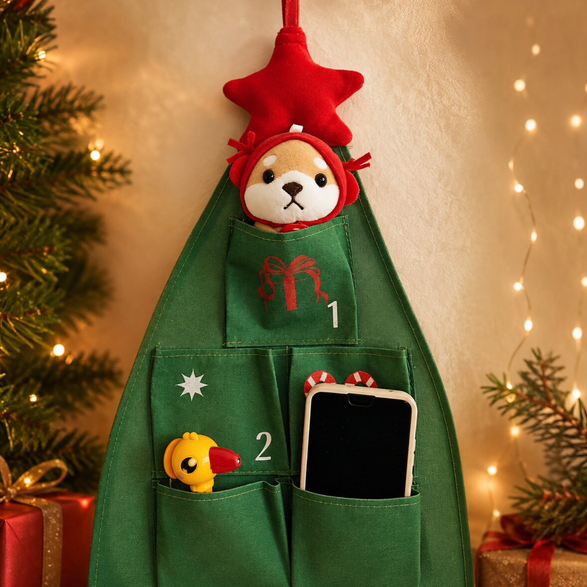 Fill-Your-Own Countdown Calendar with 24 Pockets – Reusable Tree Design for Daily Holiday Surprises, Gifts & Treats
