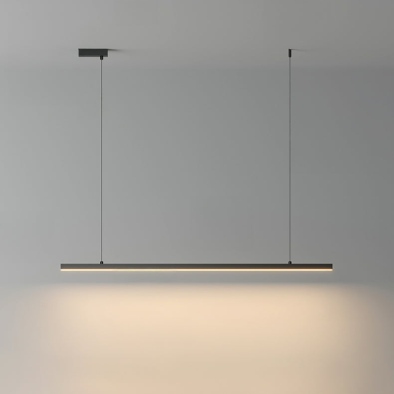Suspended LED Strip Fixture for Countertop Islands – Dimmable Metal Bar Light with Remote in Matte or Gloss White – 39 to 102 in Adjustable