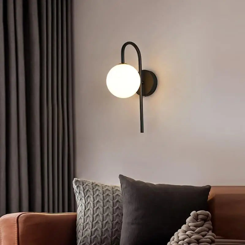Glass Globe Sconce Light Fixture 23 Inch Vertical Metal Frame Warm White LED for Entryway Living Room Bedside Industrial Modern | Thomler