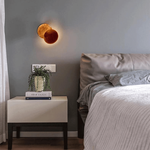 Adjustable Eclipse Wall Sconce 12-Inch Diameter Rotating Metal Disc Black Finish Ambient Accent Light for Bedroom Living Room Hallway Indoor | Thomler
