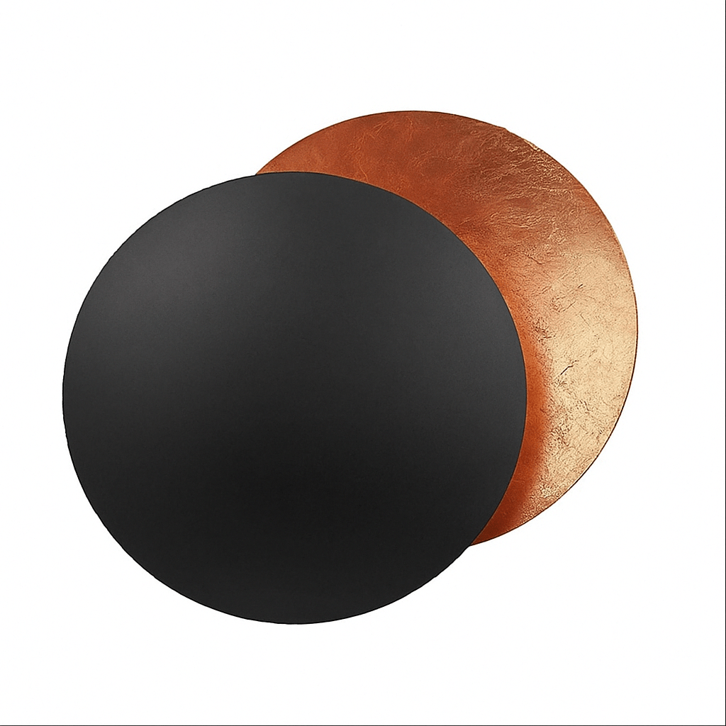 Adjustable Eclipse Wall Sconce 12-Inch Diameter Rotating Metal Disc Black Finish Ambient Accent Light for Bedroom Living Room Hallway Indoor | Thomler