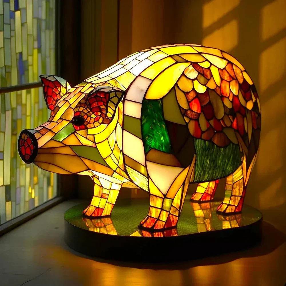 Glas-in-lood dieren tafellamp decoratieve accentverlichting handgemaakte stijl verlichting voor slaapkamer nachtkastje woonkamer bureau