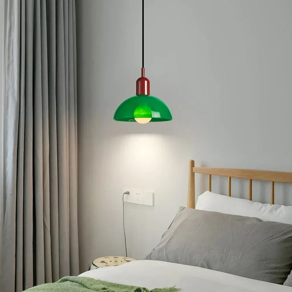 Glass Bowl Ceiling Fixture 10-12 Inch LED Overhead Luminaire White Orange Green Room Lighting Kitchen Island Hallway Contemporary Hardwired