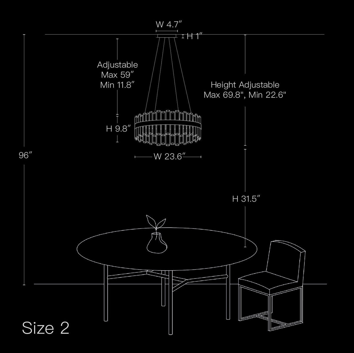 Tiered Crystal Ceiling Fixture in Gold Finish for Dining Rooms and Kitchen Islands – Adjustable Height, Multi-Size Options, E12 Candelabra B | Thomler
