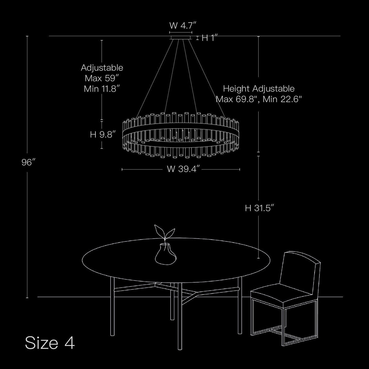 Tiered Crystal Ceiling Fixture in Gold Finish for Dining Rooms and Kitchen Islands – Adjustable Height, Multi-Size Options, E12 Candelabra B | Thomler