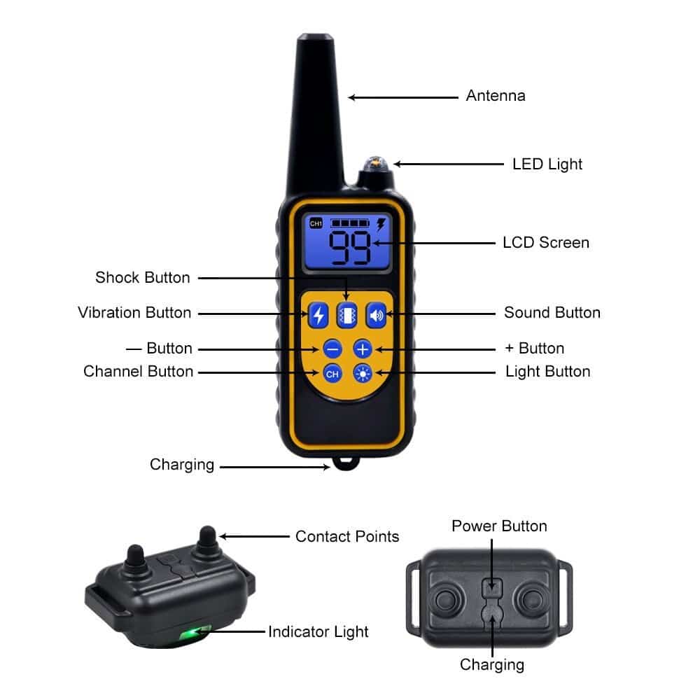 Collar de adiestramiento eléctrico para perros Alcance de 800m