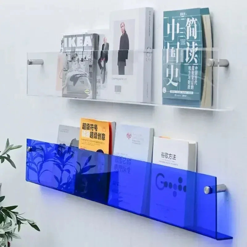 Vinyl Record Holder Wall Rack Magazine Organizer Shelf for Living Room Books Newspapers Home Office Storage Clear Acrylic Display Mount | Thomler