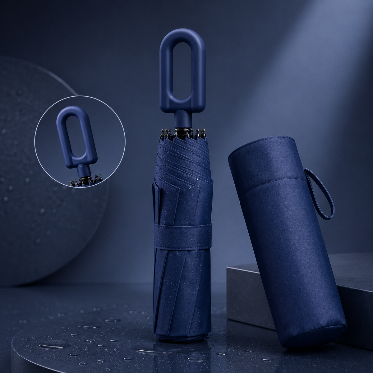 Paraguas de viaje automático con estructura reforzada de 8 varillas y protección solar UV para viento y lluvia