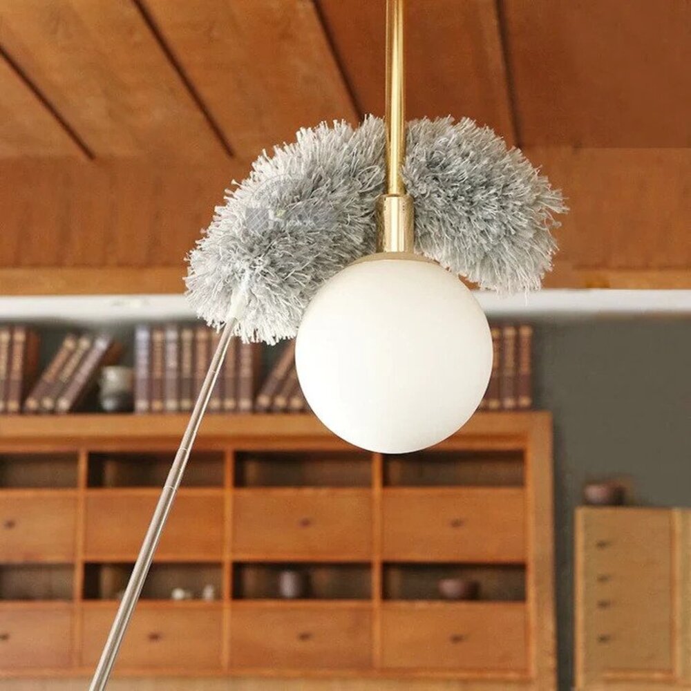 Extendable Microfiber Duster with Bendable Head 34–110 Inches for High Ceilings Fans Cobwebs Washable Lightweight Gray Pole Household Indoor | Thomler