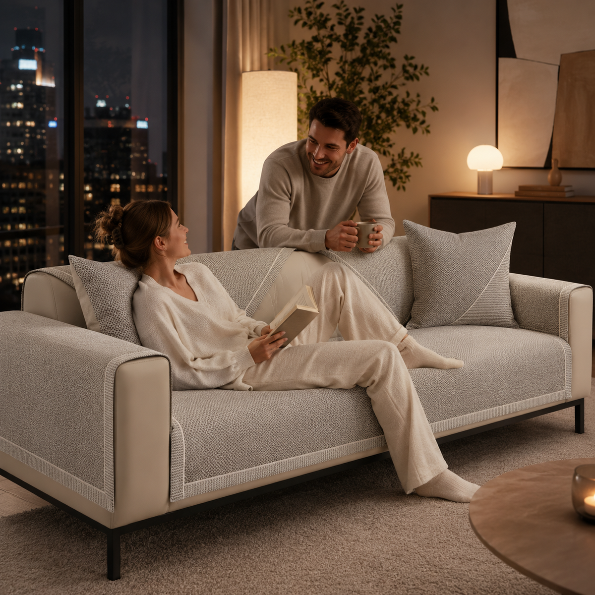 Quilted Non-Slip Sofa Cover with Latex Grip – Mix-and-Match Protection for Couch Seats, Backs & Arms