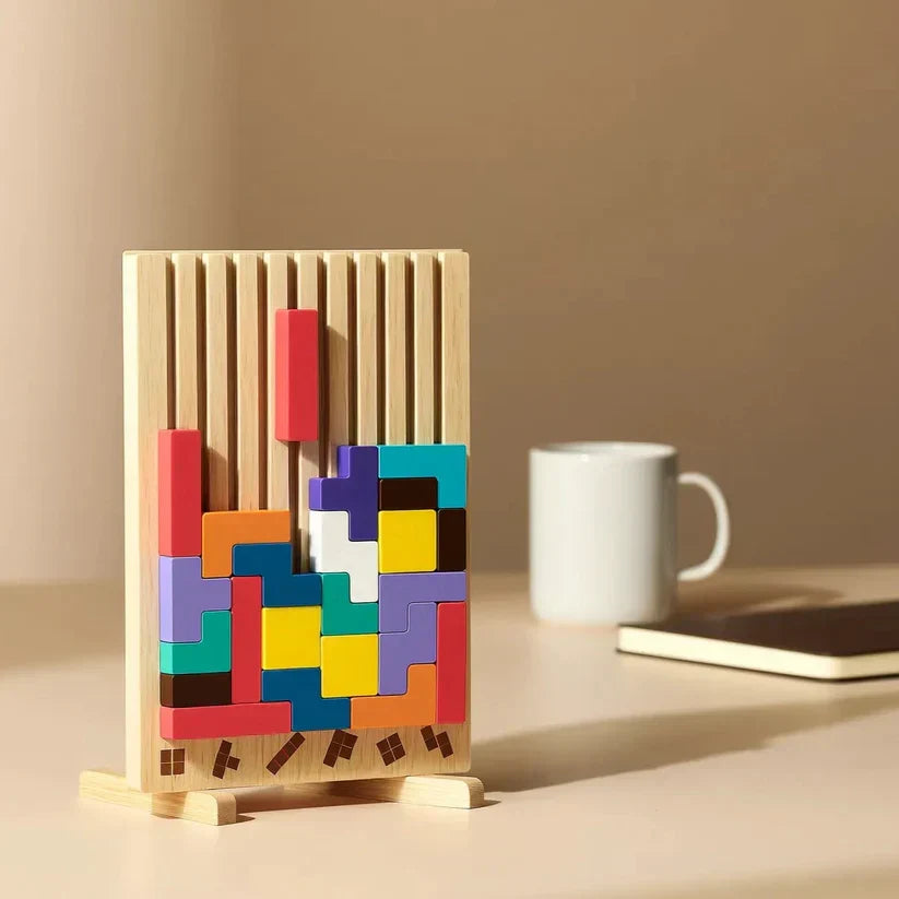 Juego de mesa de bloques de madera en ángulo para descansos mentales y alivio del estrés, rompecabezas de escritorio para adultos, herramienta de concentración | Thomler