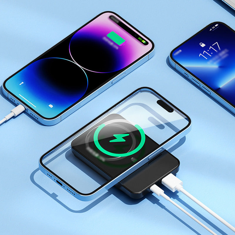 Batería externa portátil de 20000 mAh con carga inalámbrica y pantalla LED para smartphones, tabletas, iPhone, Android, viajes y respaldo de emergencia | Thomler
