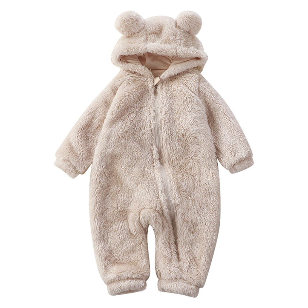 Fleece-Overall mit Kapuze für Babys & Kleinkinder mit Tierohren | Jumpsuit mit Reißverschluss für Jungen & Mädchen | Winter-Schlafanzug 0-36 Monate