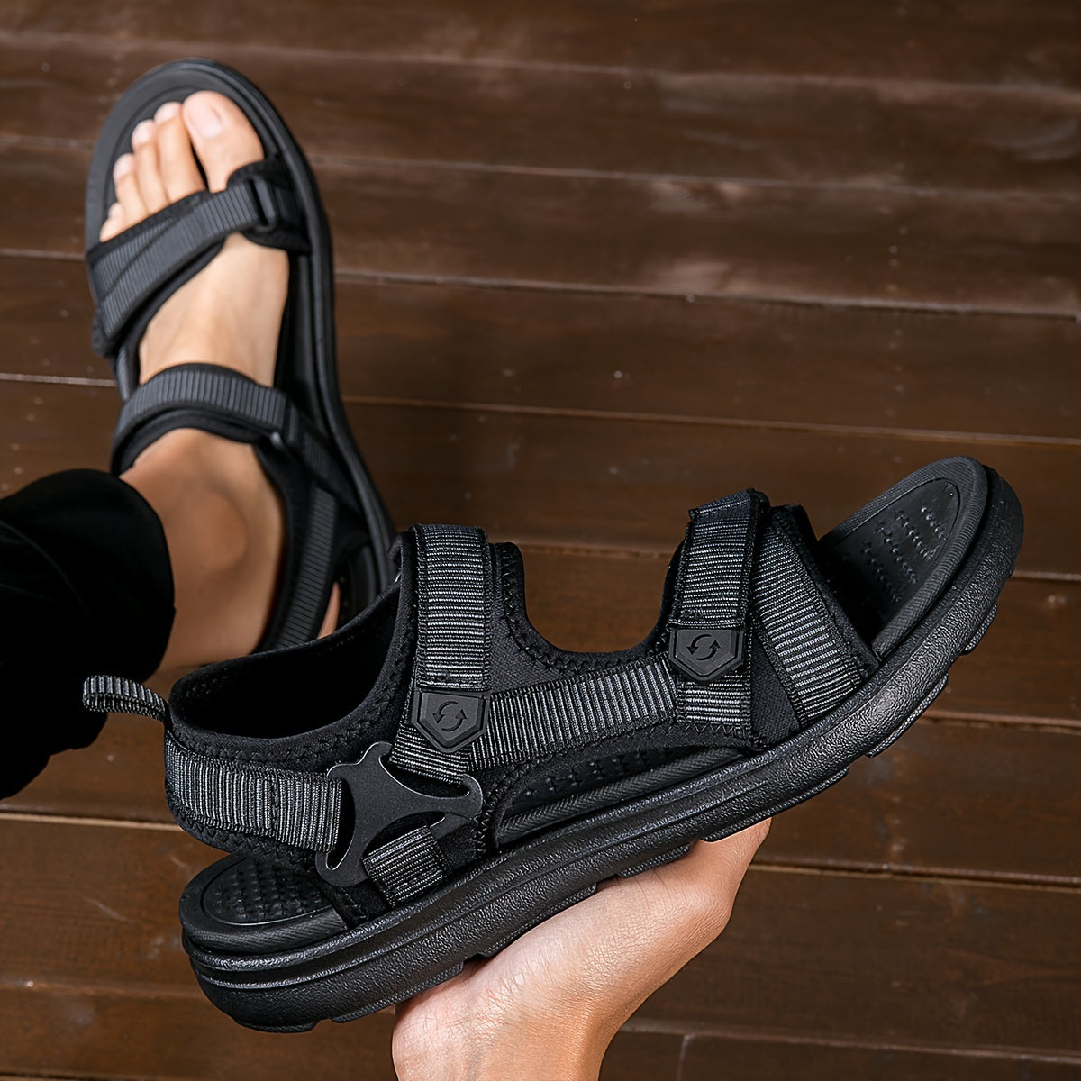 Men's Breathable Hiking Sandals with Adjustable Straps & Non-Slip Rubber Sole for Outdoor Adventures, Camping, Trekking & Trail Walking