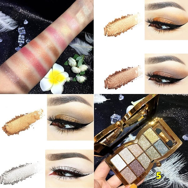 10-Color Glitter Eyeshadow Palette Shimmer Mineral Makeup for Parties Weddings Everyday Looks Highly Pigmented Long-Lasting Eye Shadow | Thomler