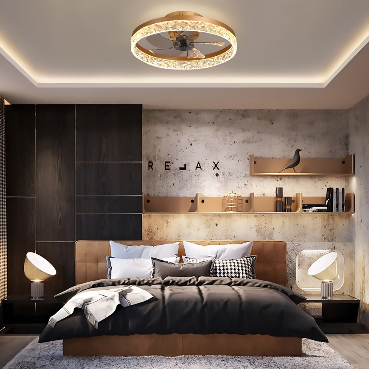 Low-Profile Flush Mount Ceiling Fan with Dimmable LED Light & Remote 20 Inch for Bedroom Living Room Kitchen Dining Reversible Blades 6 Spee | Thomler