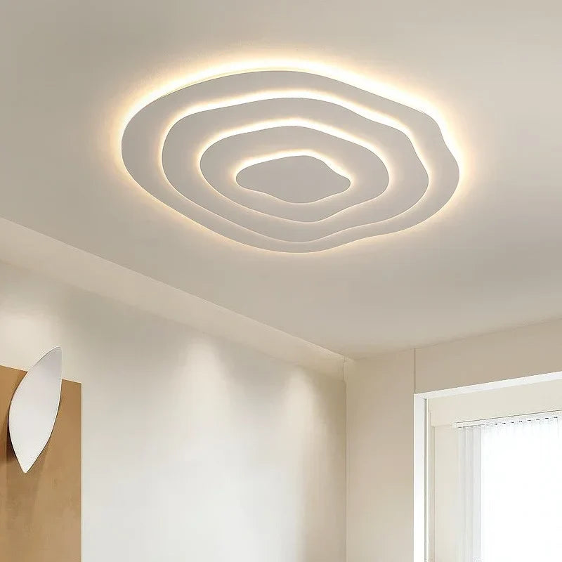LED Flush Mount Ceiling Light 16-24 in White Acrylic Wave Design for Bedroom Living Room Hallway Dimmable Modern Lighting Fixture 110V | Thomler