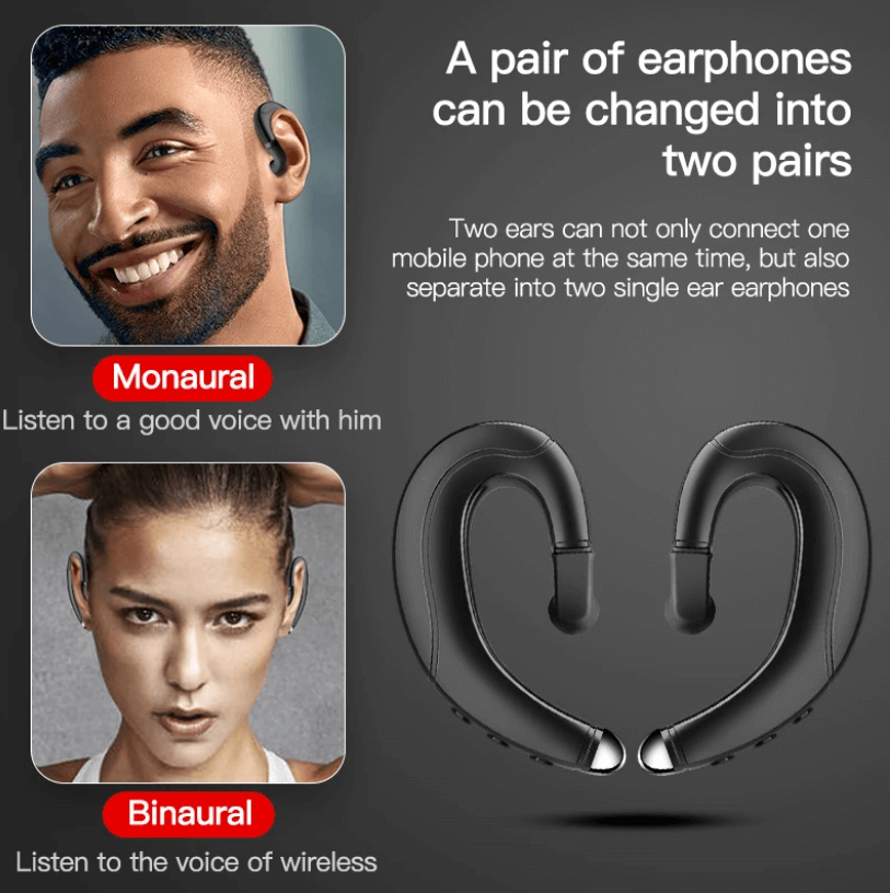Auriculares inalámbricos de conducción ósea: audífonos Bluetooth de oído abierto para correr, ciclismo y deportes: audio resistente al sudor con percepción del entorno