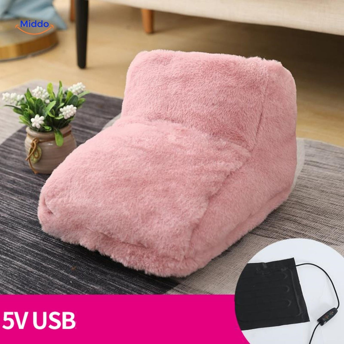Heated Foot Warmer Slippers with USB Power – Soft Plush Cushion for Cold Feet, Home Office & Desk Use