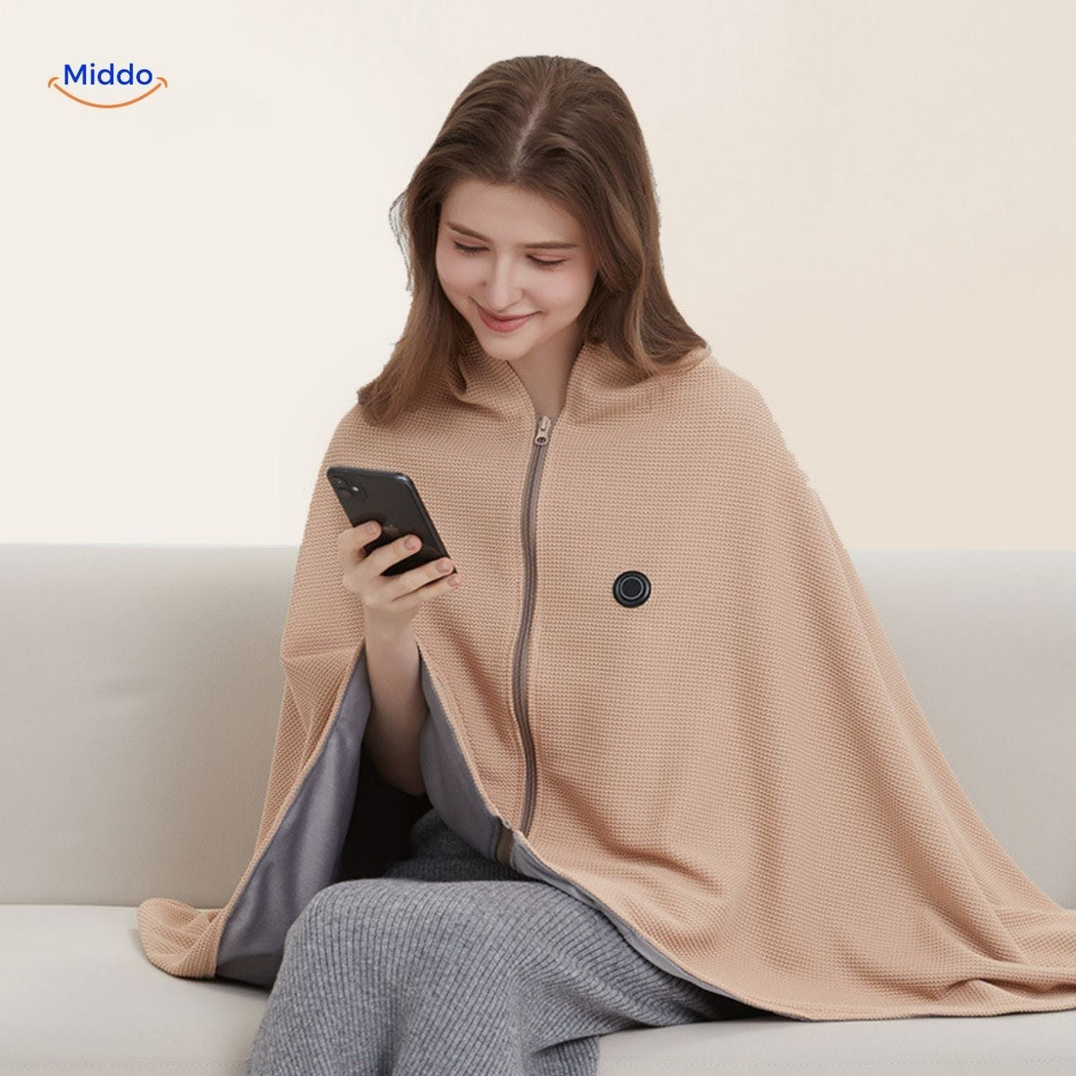 USB Powered Graphene Heated Throw Blanket with 3 Temperature Settings for Indoor & Outdoor Use