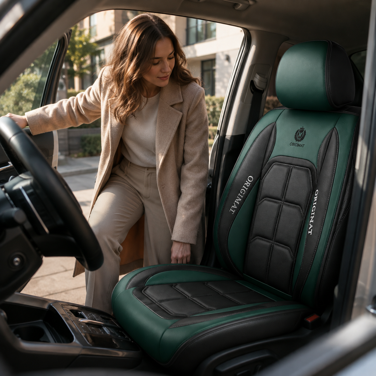 Padded Car Seat Cover Set – 11-Piece Full Coverage with Back Pocket & Side Cutout