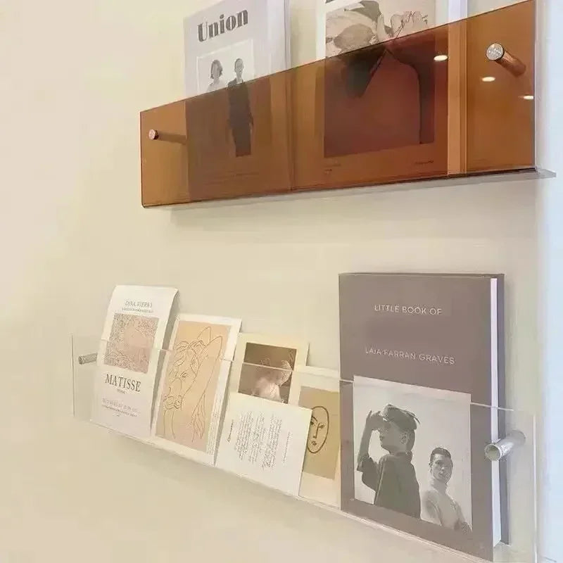 Vinyl Record Holder Wall Rack Magazine Organizer Shelf for Living Room Books Newspapers Home Office Storage Clear Acrylic Display Mount | Thomler