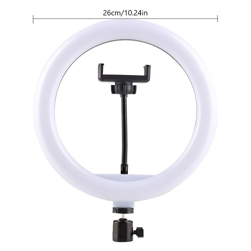 Aro de luz regulable de 10 pulgadas con trípode de 22 pulgadas y soporte para teléfono para selfies, grabación de video, streaming, creación de contenido y belleza