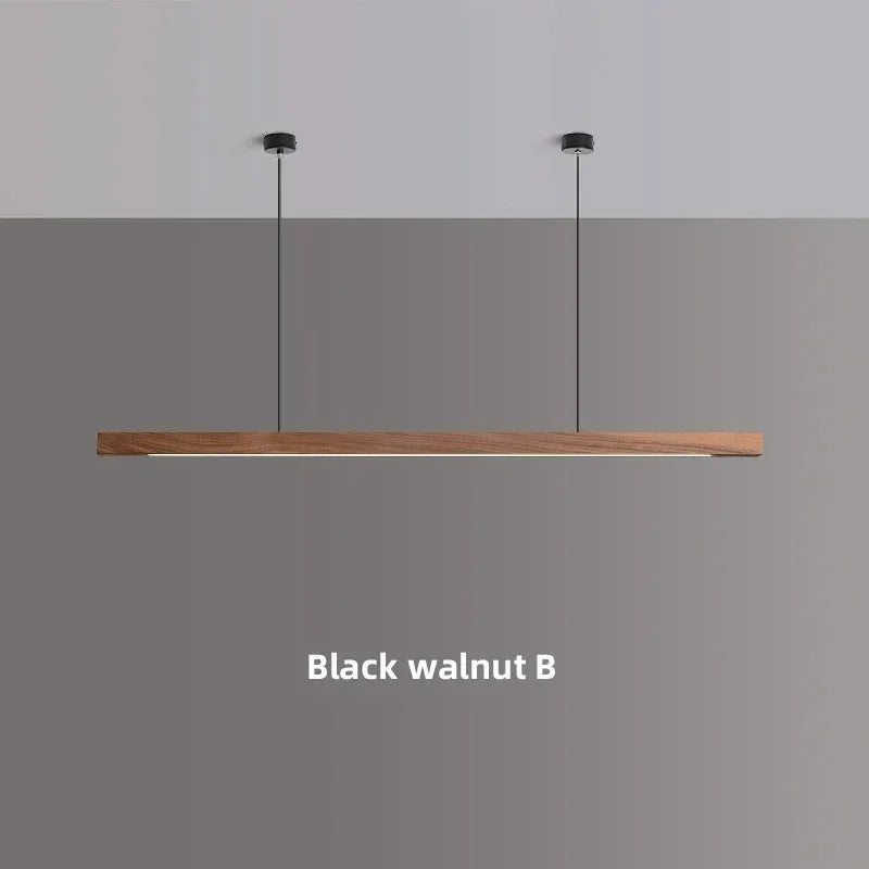 LED Wood Dining Room Fixture 47-Inch Linear Hanging Light Adjustable Height Island Chandelier Natural Pine Kitchen Suspended Lighting Modern | Thomler
