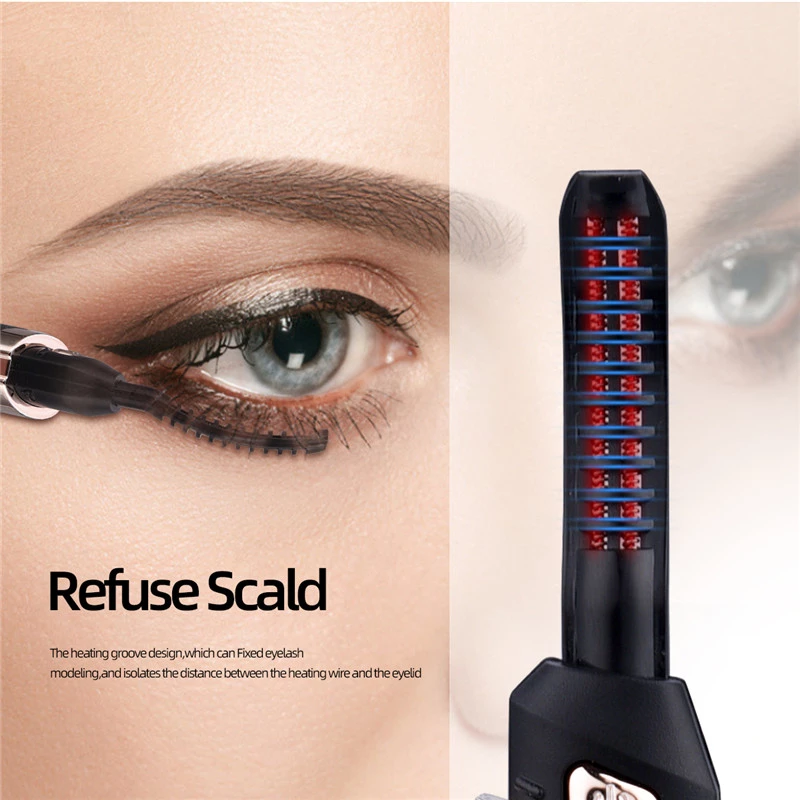 Heated Eyelash Curler USB Rechargeable with 3 Temperature Settings for Natural Long-Lasting Lift | Portable Electric Lash Comb Tool for Masc | Thomler
