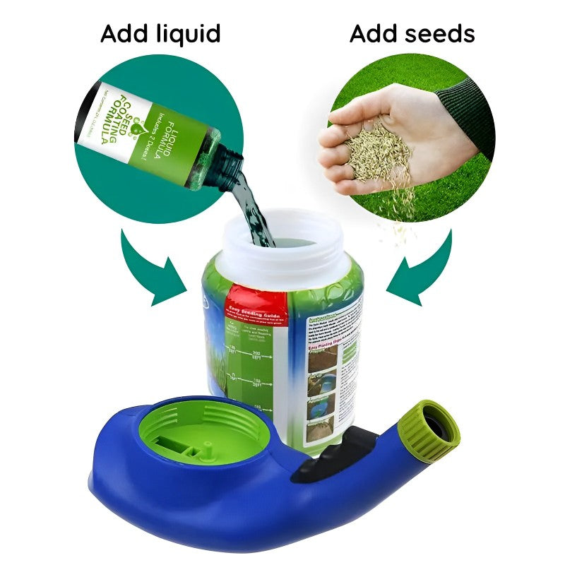 Hose-End Grass Seed Sprayer for Bare Spots & Dog Patches | Covers 100 sq ft | Lawn Repair Kit with Moisture-Locking Formula | Thomler