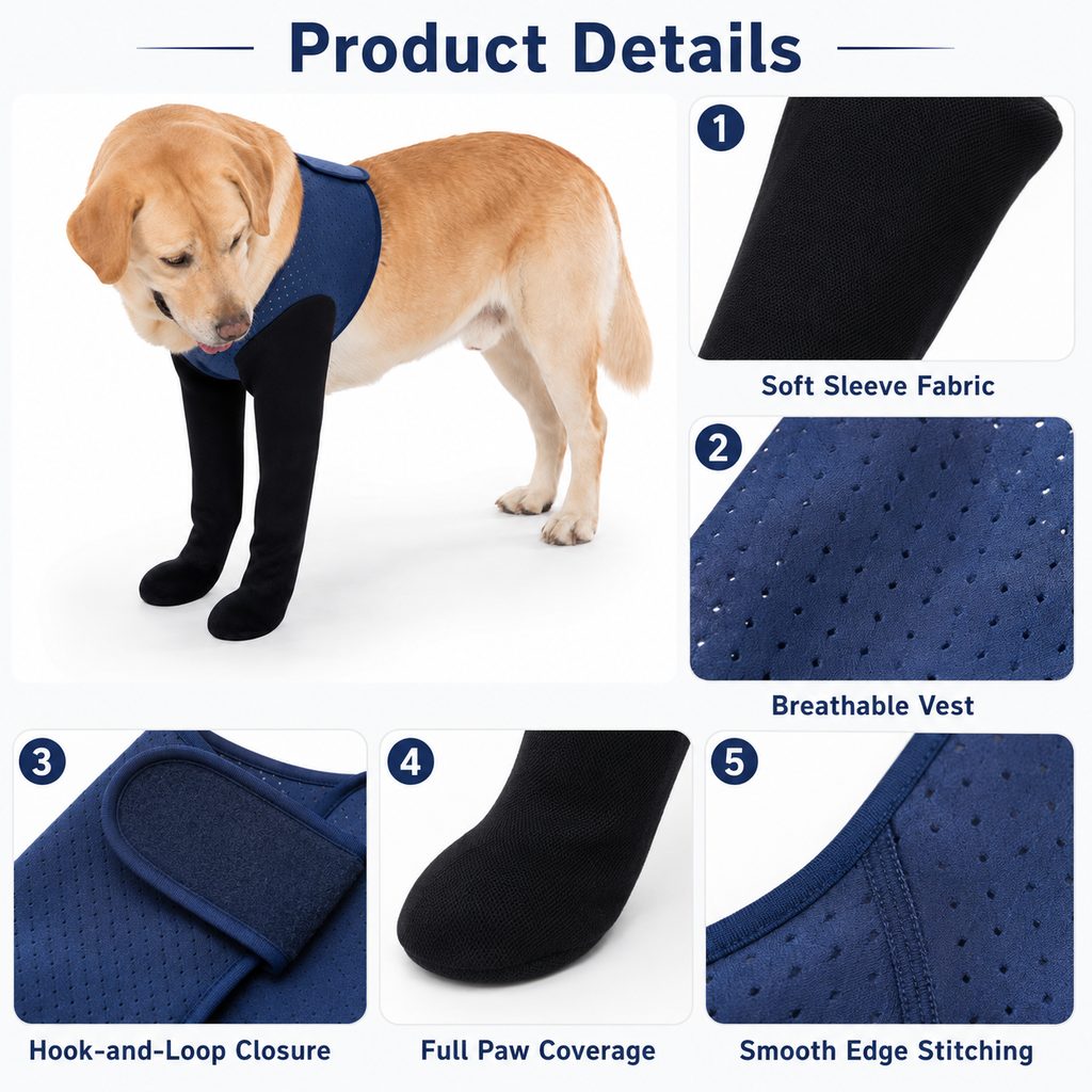 Fundas de recuperación para patas delanteras para perros: protección antilamido sin cono para postoperatorios, rascado y patas delanteras sensibles
