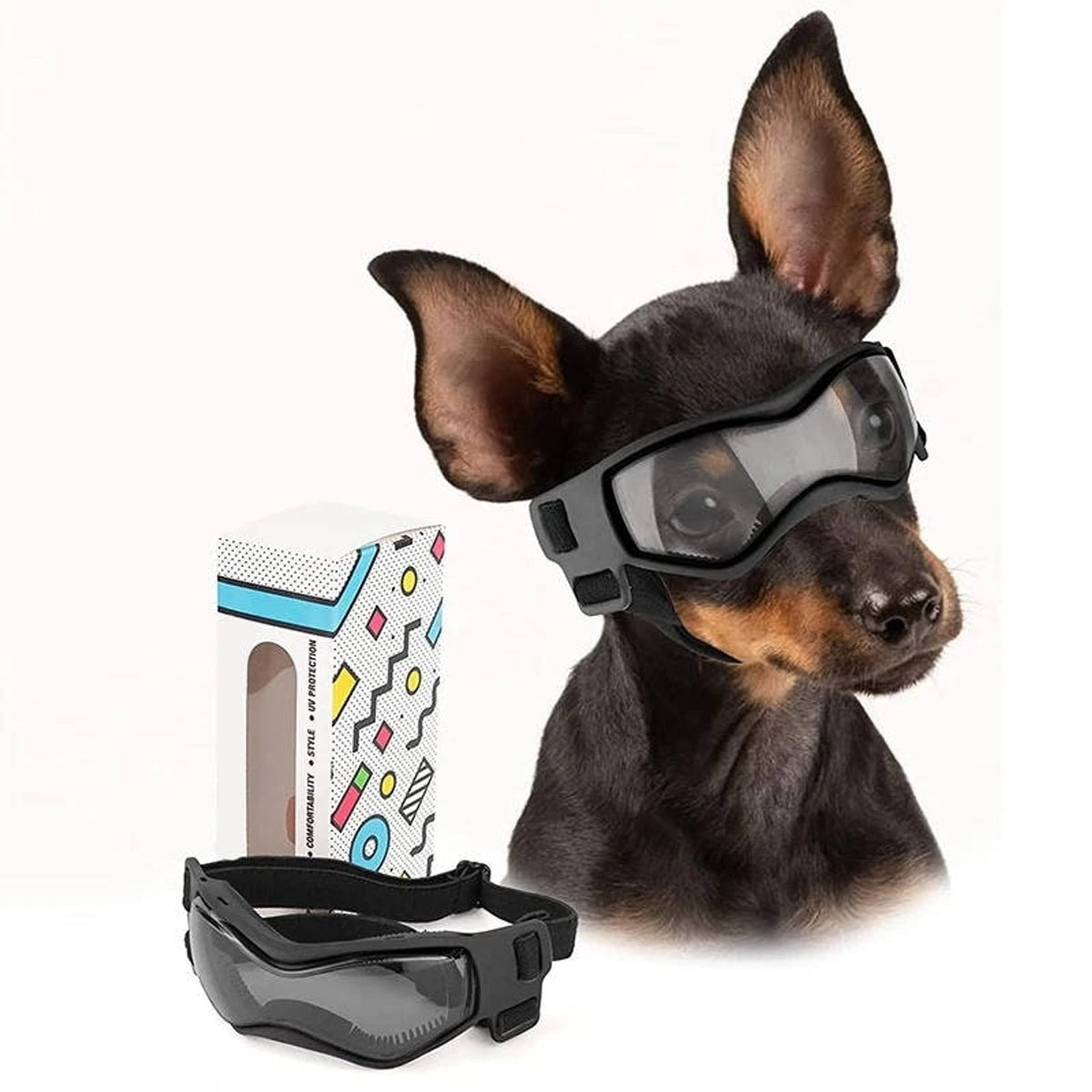 Dog Goggles With Curved Uv-Protective Lenses And Anti-Fog Vents For Breeds