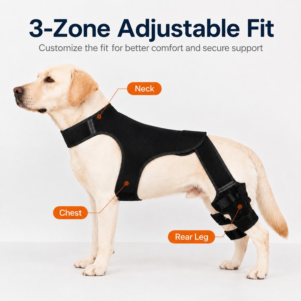 Soporte de apoyo para la pata trasera del perro: envoltura antideslizante para la estabilidad de las patas traseras para perros mayores, suelos de madera y paseos de recuperación