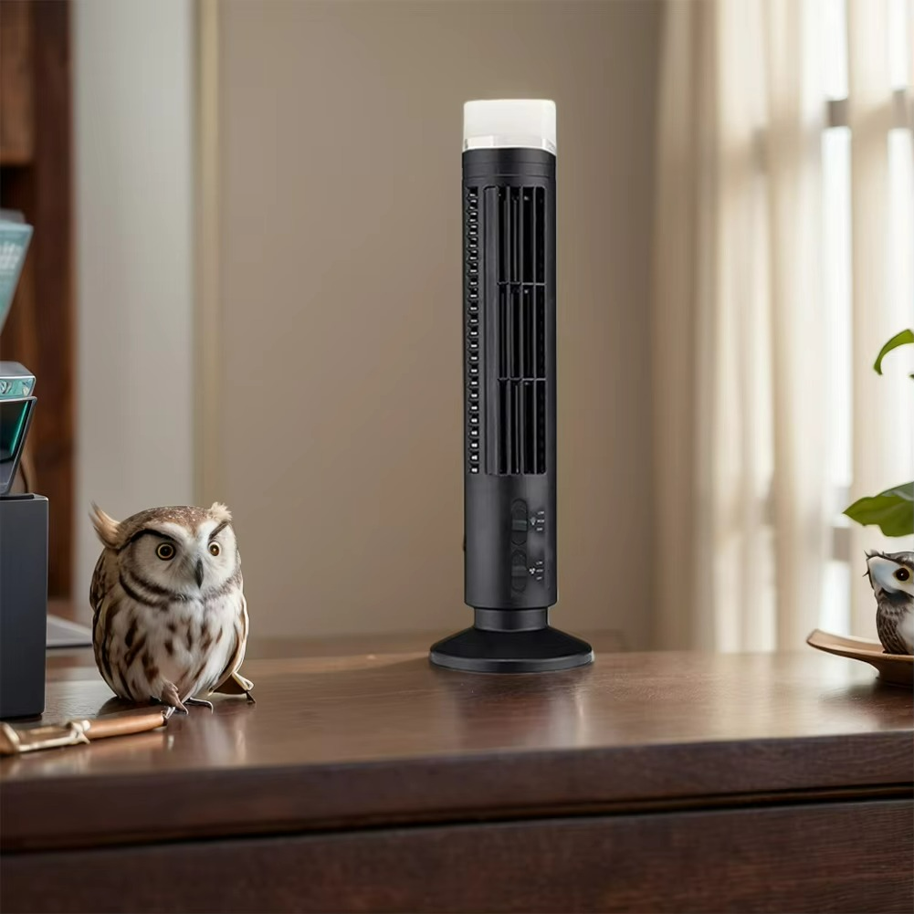 Ventilador de torre de escritorio USB, enfriador de aire compacto sin aspas, flujo de aire silencioso de 2 velocidades, enfriamiento seguro para el hogar, oficina, dormitorio, habitación y trabajo