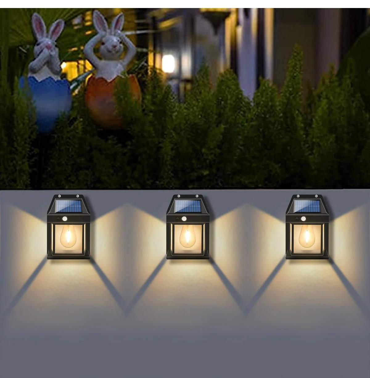 2 lámparas solares de pared para exterior