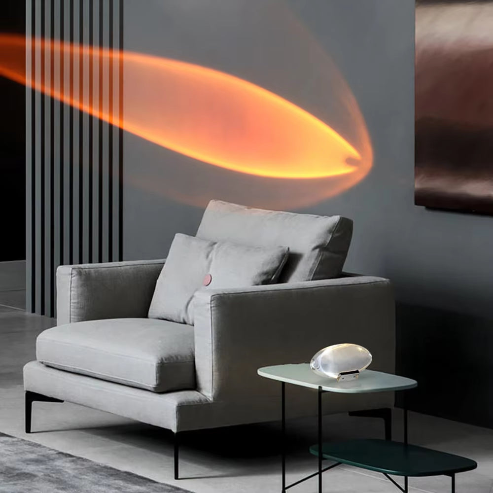 Oval Crystal Table Lamp with LED Mood Lighting in Warm White, Sunset Red & Blue-Violet for Bedroom & Living Room | Thomler