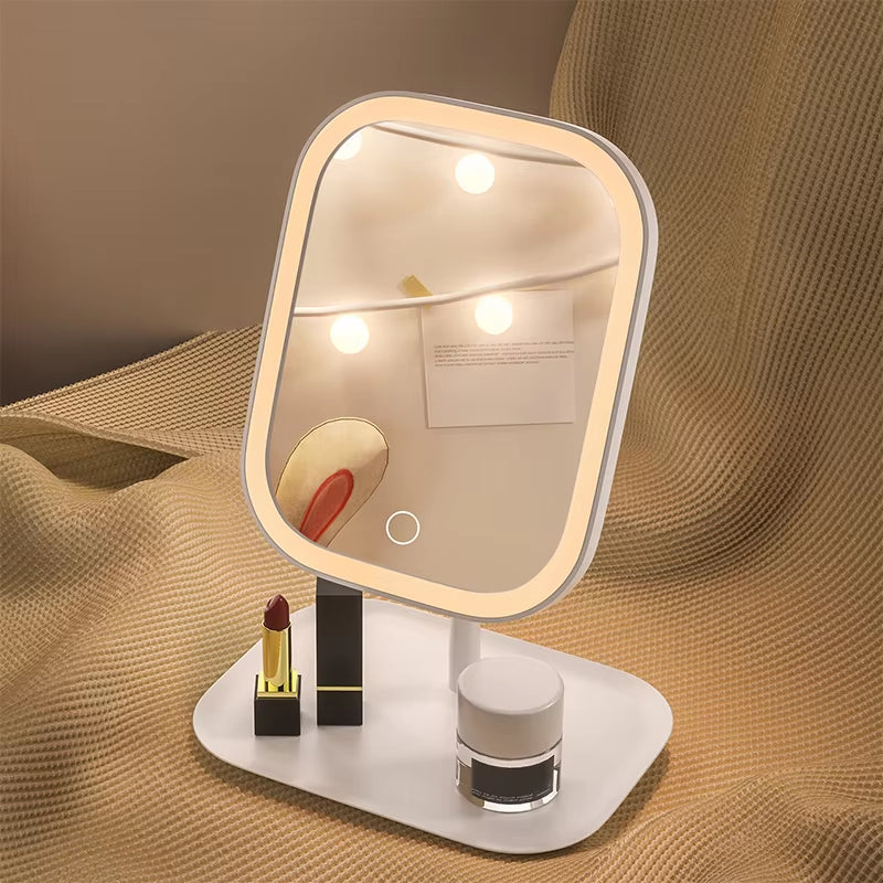 Lighted Makeup Mirror with Touch Control, Cordless Vanity Mirror with 3 Color Temperatures, Adjustable Brightness for Bedroom & Bathroom | Thomler