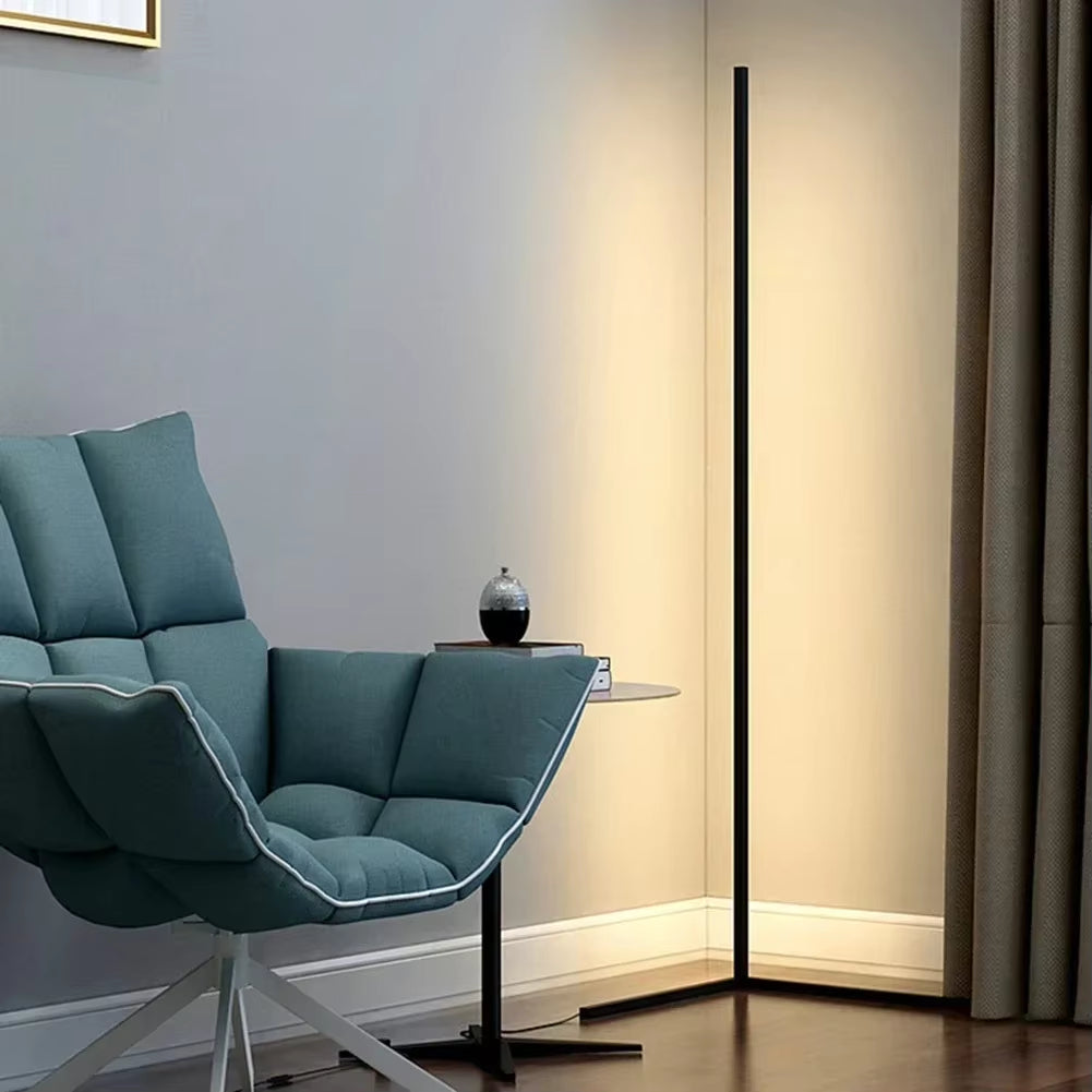 Dimmable LED Corner Floor Lamp with Remote Control Black 56 in Tall | Adjustable Light Temperature for Living Room Bedroom Office | Modern A | Thomler