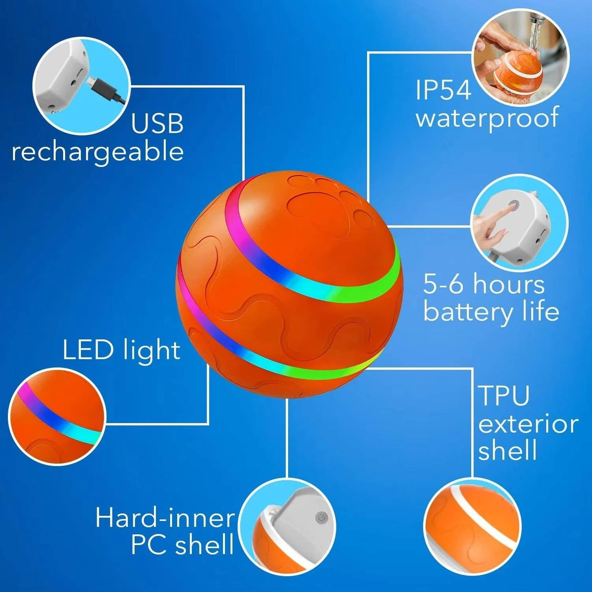 Interactief hondenspeelgoed in de vorm van een bal