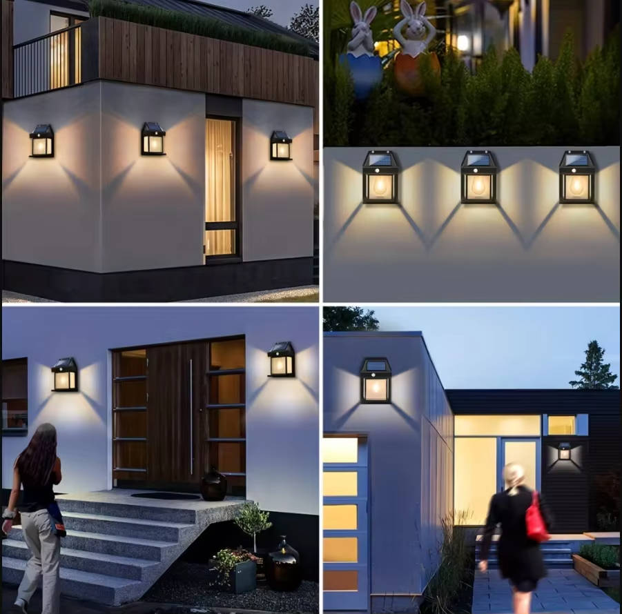 2 lámparas solares de pared para exterior