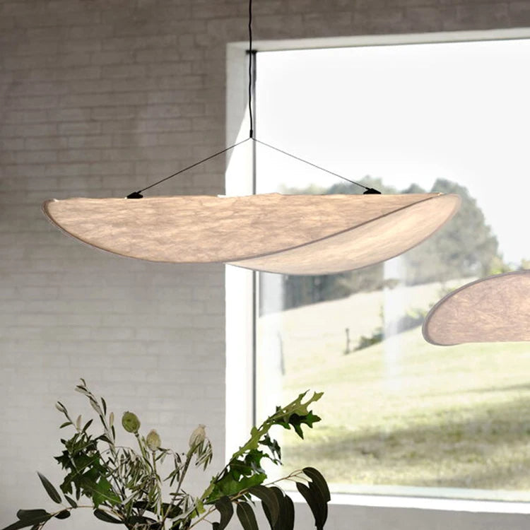 Woven Silk Shade Hanging Lamp White 16-31 in Adjustable Cord Warm Ambient Glow for Dining Room Bedroom Living Room Modern Minimalist Ceiling | Thomler