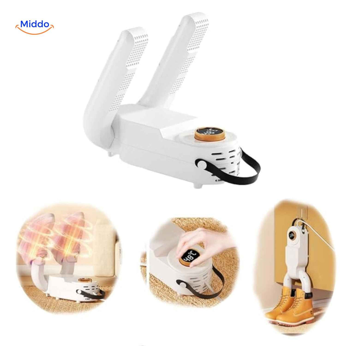 Portable Electric Shoe Dryer with Timer – Foldable Boot & Glove Warmer for Fast Drying, Quiet Operation, 4-Arm or 2-Arm Design