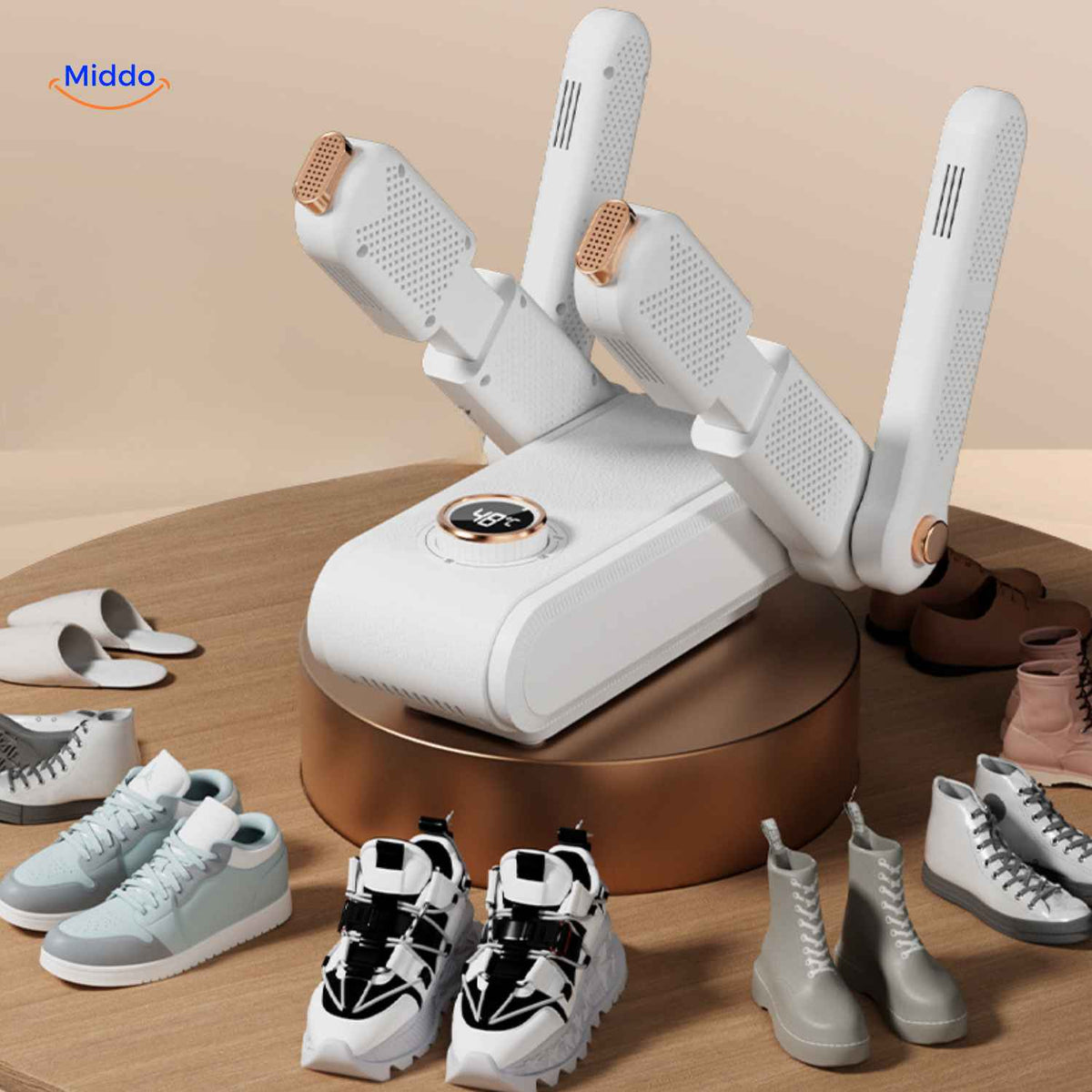 Portable Electric Shoe Dryer with Timer – Foldable Boot & Glove Warmer for Fast Drying, Quiet Operation, 4-Arm or 2-Arm Design