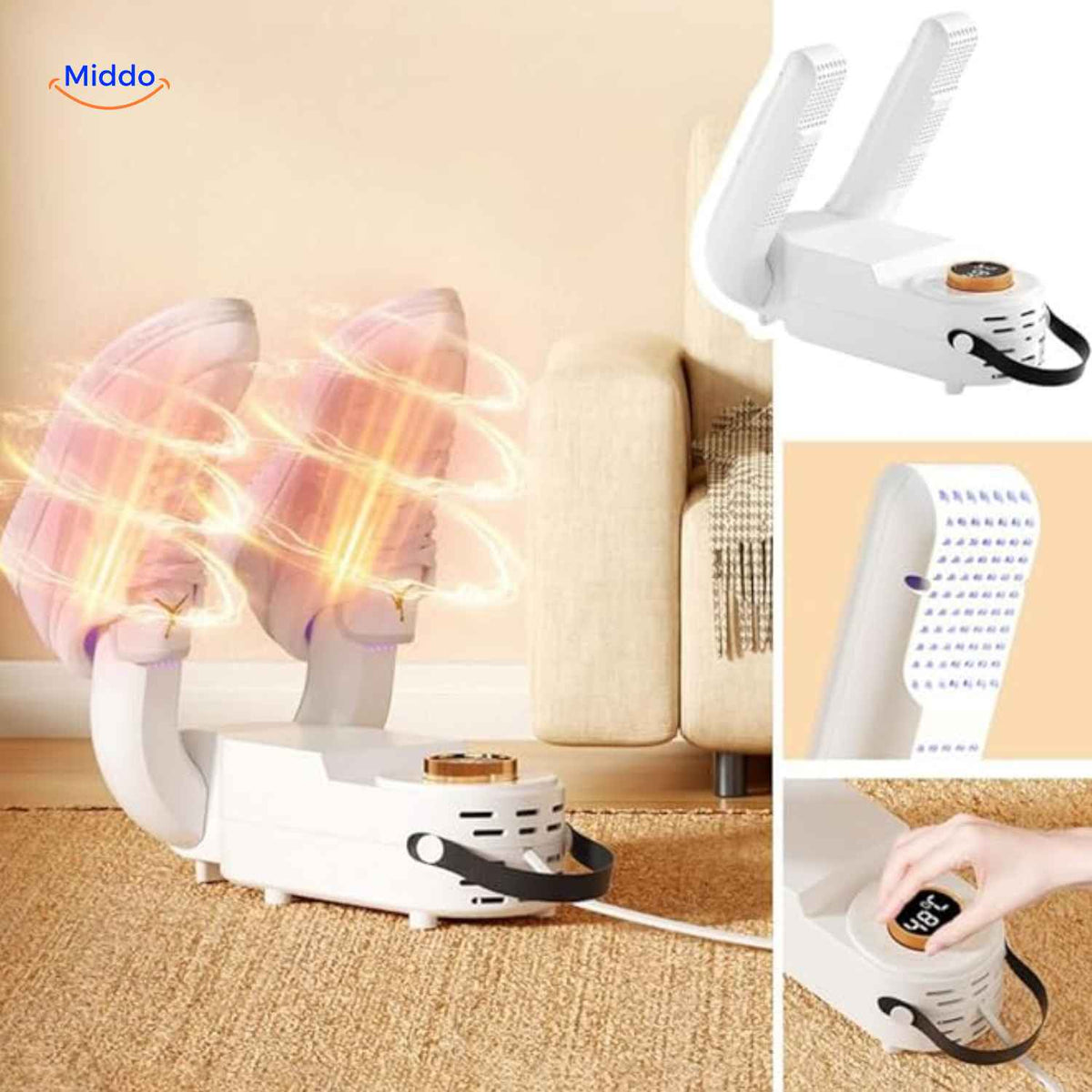 Portable Electric Shoe Dryer with Timer – Foldable Boot & Glove Warmer for Fast Drying, Quiet Operation, 4-Arm or 2-Arm Design