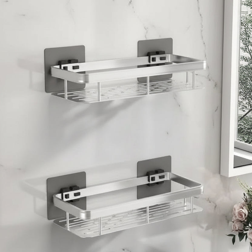Wall Mount Adhesive Shower Caddy Corner Organizer – No-Drill Waterproof Storage Rack for Bathroom, Toilet & Sink – ABS & Steel in Black or S | Thomler